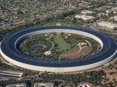 An aerial view of the ring of Apple Park in Cupertino, where Wednesday's event takes place