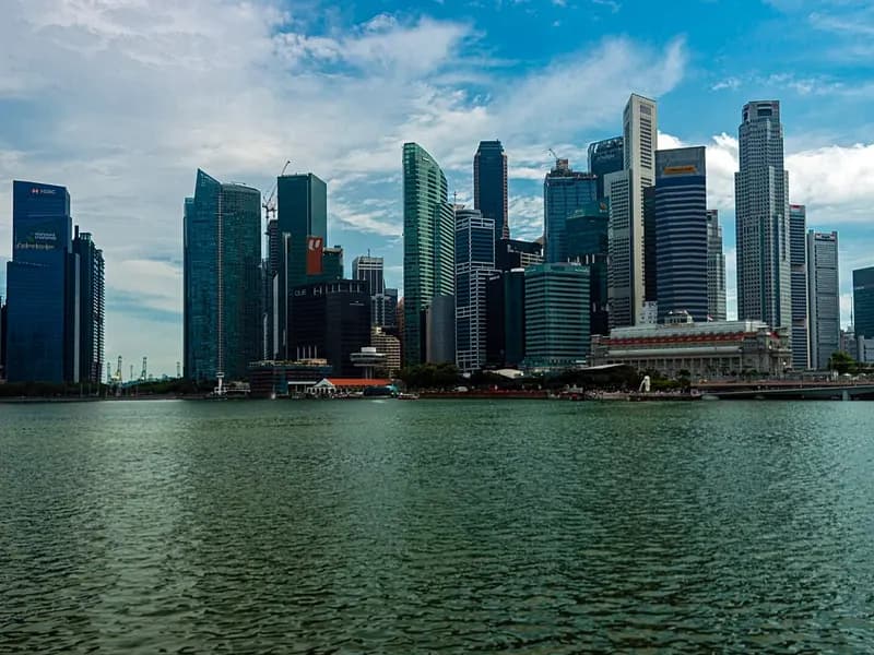 The Singapore financial district skyline seen across Marina Bay, photographed on 16 August 2023, a file photograph illustrative of the city where Manus is based and not of the company
