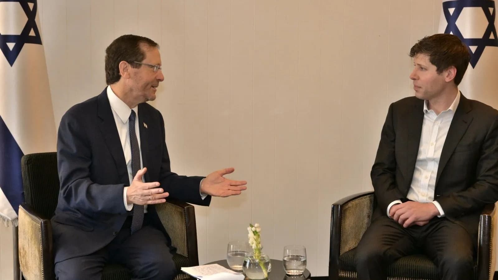 OpenAI chief executive Sam Altman meeting Israel's president Isaac Herzog in June 2023, a file photograph illustrative of Altman and not of the events in this report