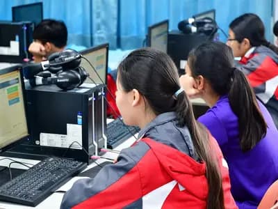 Junior high school students working at computers in a classroom in Taiwan, one of the ninety-one systems that took part in PISA 2025