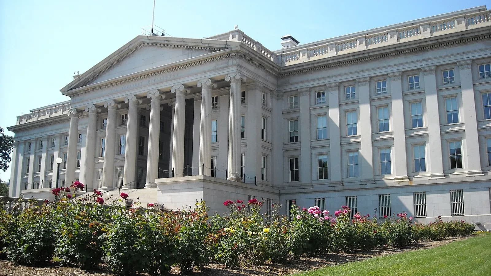 The rear of the United States Treasury Department building in Washington, D.C., photographed in May 2008, a file photograph illustrative of the department that auctions Treasury debt and not of this week's sales
